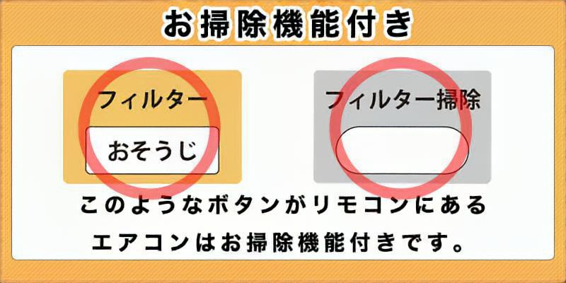 おそうじ機能付きエアコンの見分け方